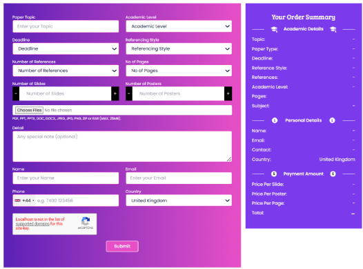 Online psychology assignment order form for students
